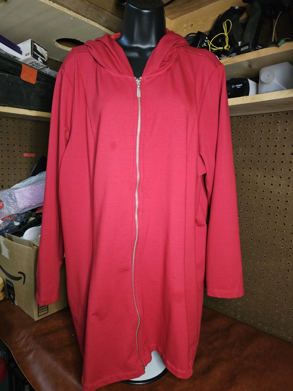 Denim & Co Active Womens Red Zip up Jacket 2x